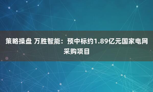 策略操盘 万胜智能：预中标约1.89亿元国家电网采购项目