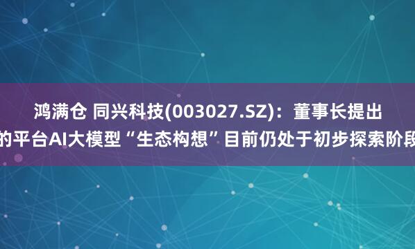 鸿满仓 同兴科技(003027.SZ)：董事长提出的平台AI大模型“生态构想”目前仍处于初步探索阶段